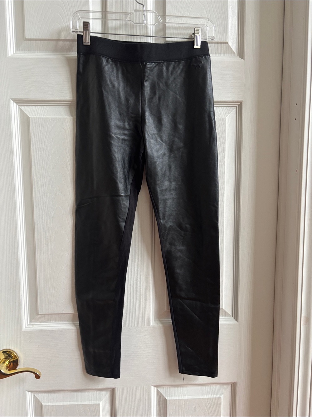 PINK Victoria's Secret Black Faux Leather Leggings